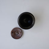 ●25-YT105 黒唐津 壺 蓋付