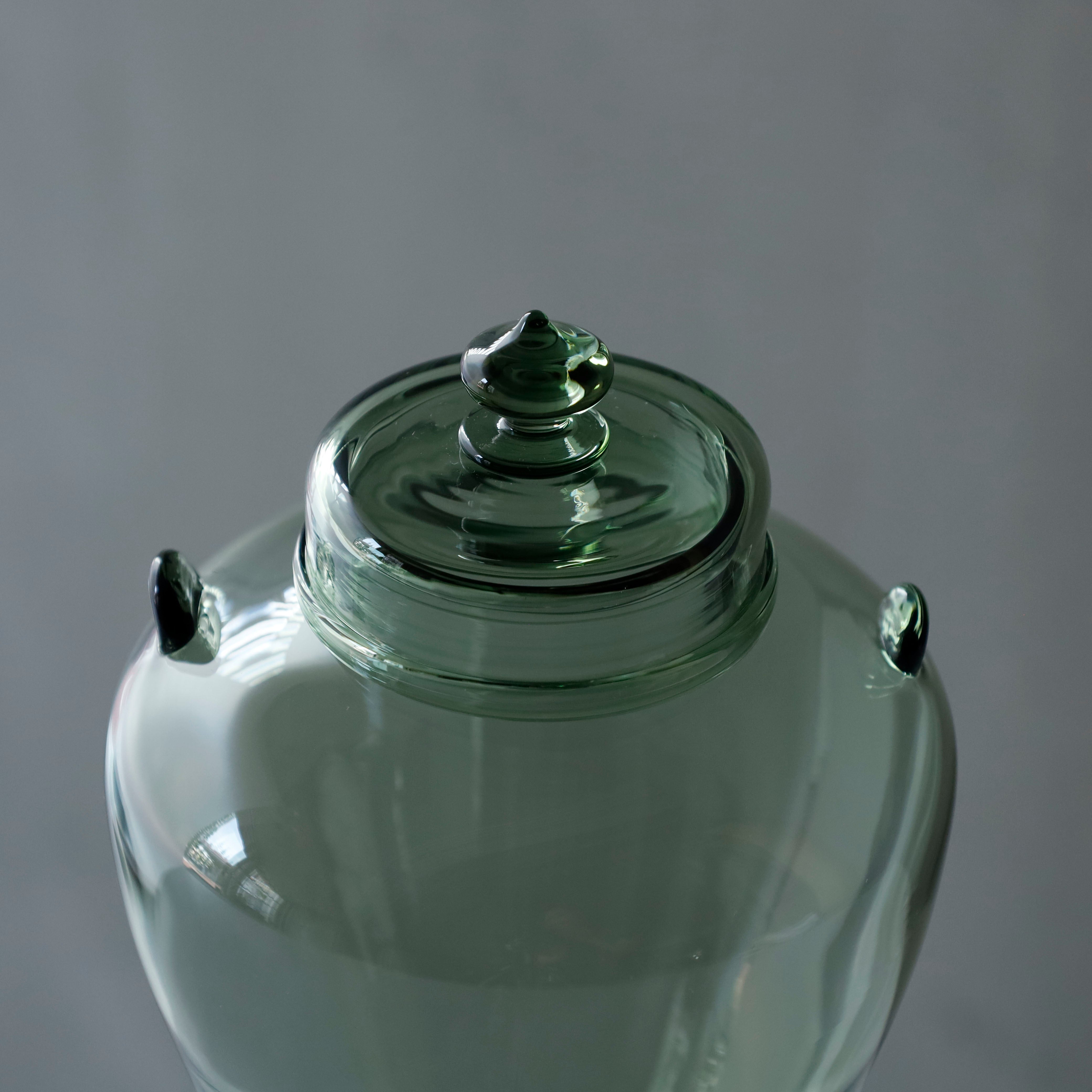 ●26-TE-124 耳付蓋物 MOSS GREEN B