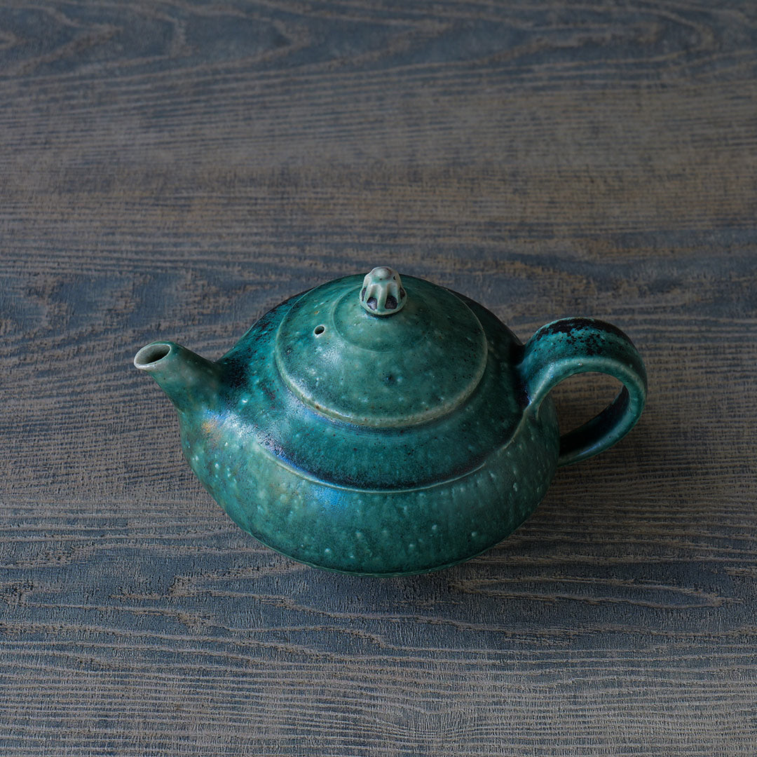 ●24-MS 40 Michikazu Sakai - Oribe Glaze Pot