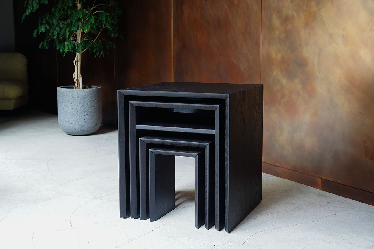 【受注生産】入れ子式立礼卓4点セット 暗色(ダークブラウン)