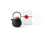 ◆Kukan Chuzo - Egg Cast Iron Teapot with Wooden Lid, Black (Small, with Gift Wrap)