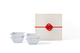 ◆Yazaemon Kiln - Small Square Mamebachi Bowls, Old White Porcelain (Gift Set of 4)