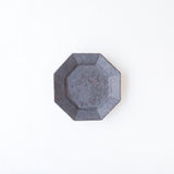 Miyagi Pottery Octangular Plate M Black Glaze