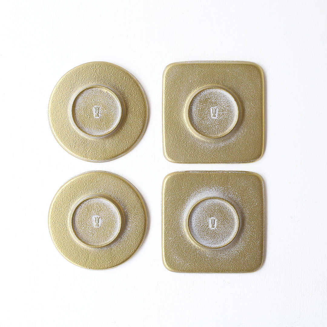 空間鋳造 茶托 Set 4pcs 白金色