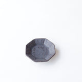 Miyagi Pottery Octangular Plate S Black Glaze