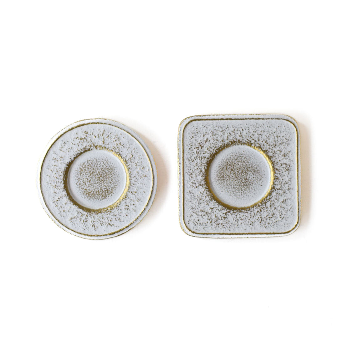 茶托　金 空間鋳造 茶托 Set 2pcs 白金色