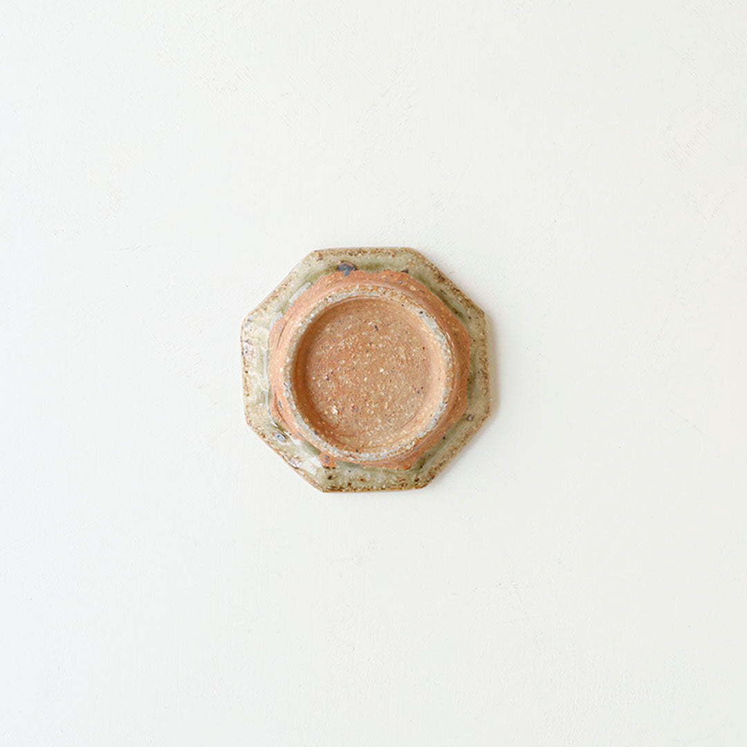 Miyagi Pottery Octangular Plate S Blue Glaze