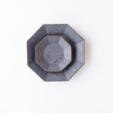 Miyagi Pottery Octangular Plate M Black Glaze