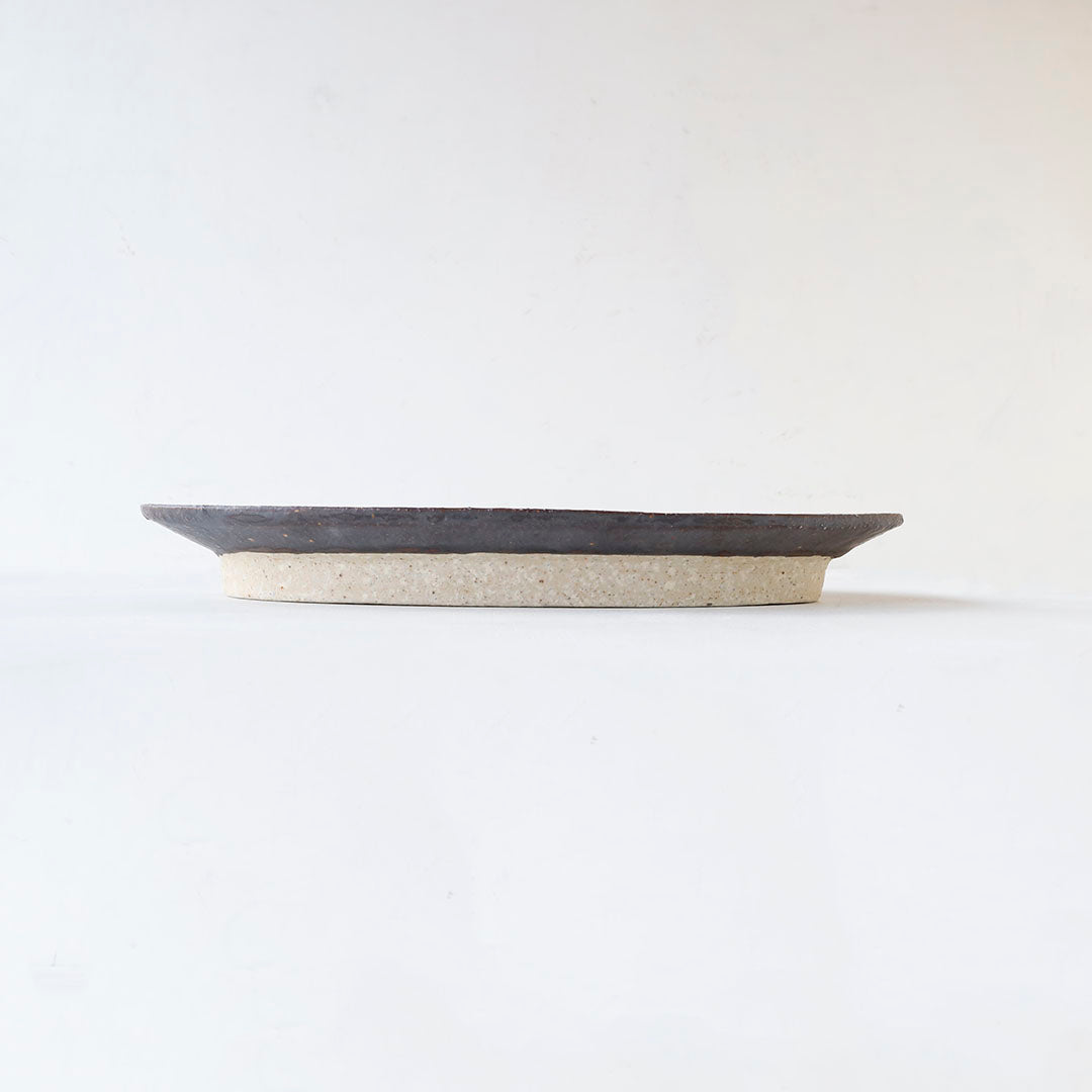 宮城陶器 オーバル皿 大 黒釉