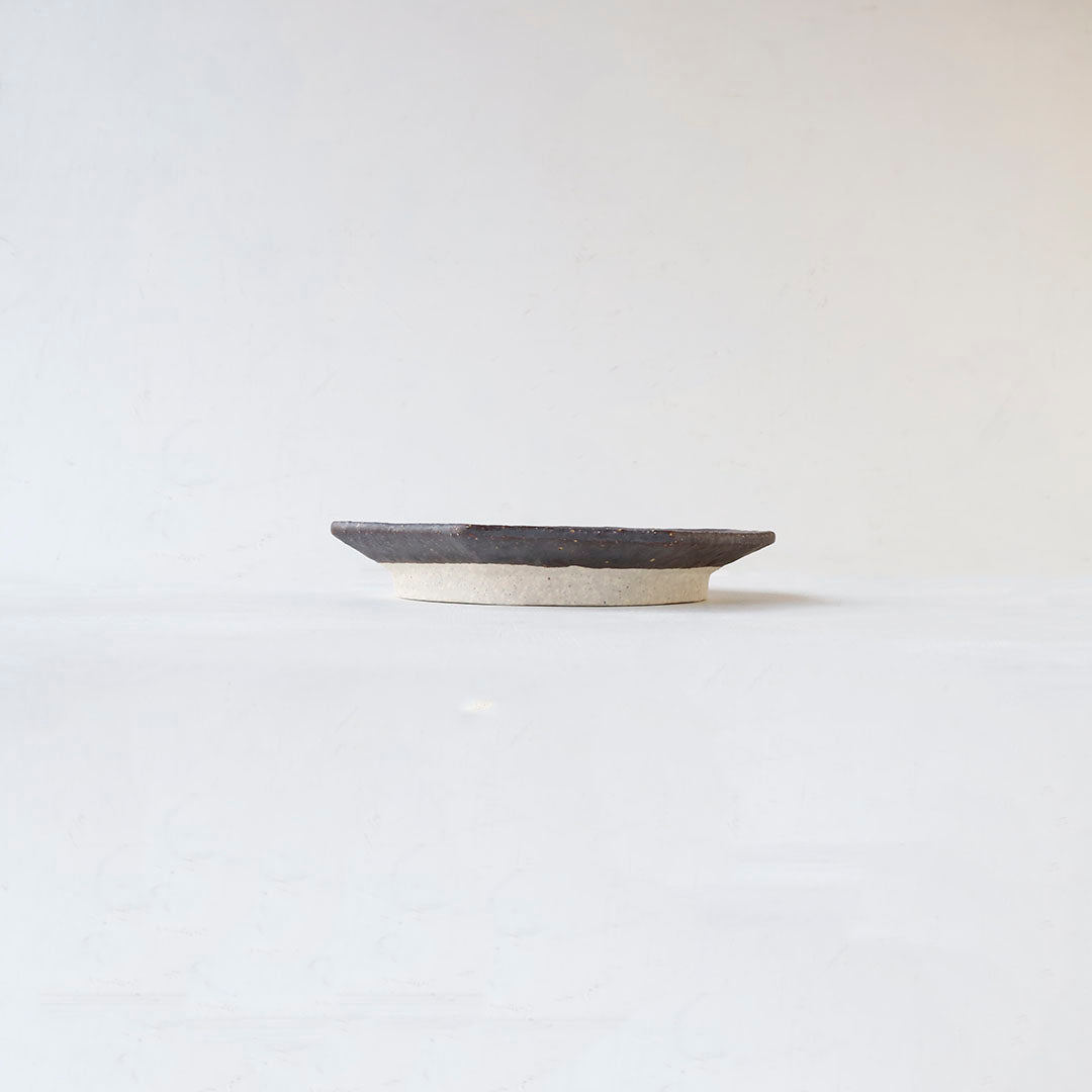 Miyagi Pottery Octangular Plate M Black Glaze