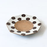 Toubou Makiya Octagonal Plate 18cm Dot Brown