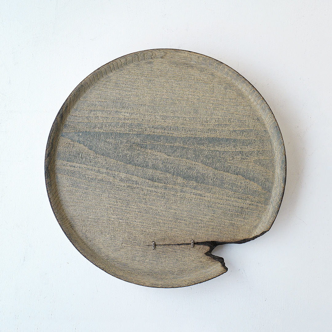 Shimoo - 浮様 丸盆 30cm, Handmade in Japan 浮様 丸盆 300 鎹付 鼠