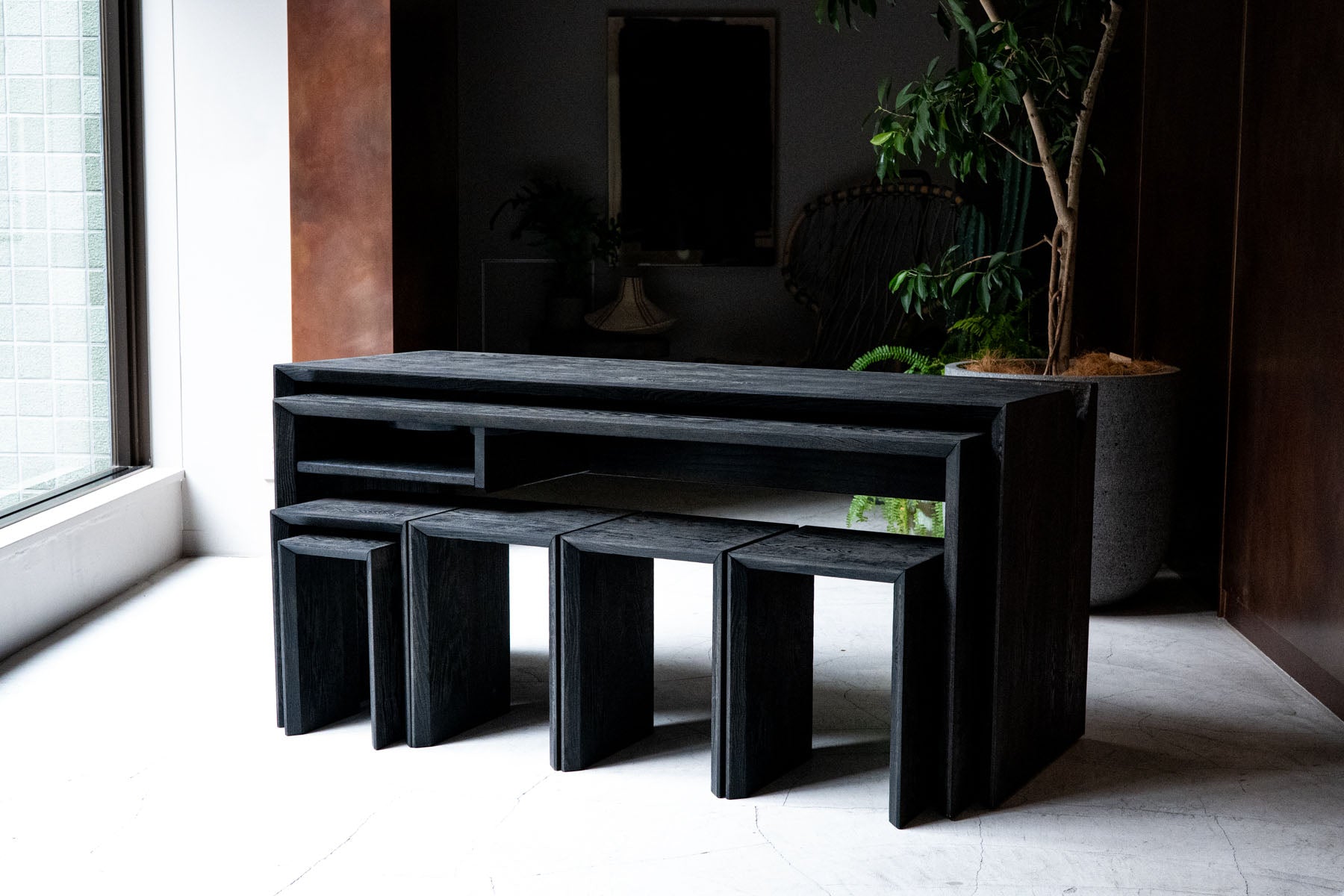 Fuyou Ryurei-joku 7-piece Set (a set of tea service tables and chairs)