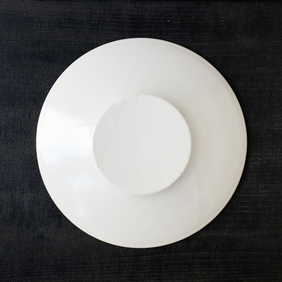 25-10S やまほん陶房 白釉 22cm皿 玉縁