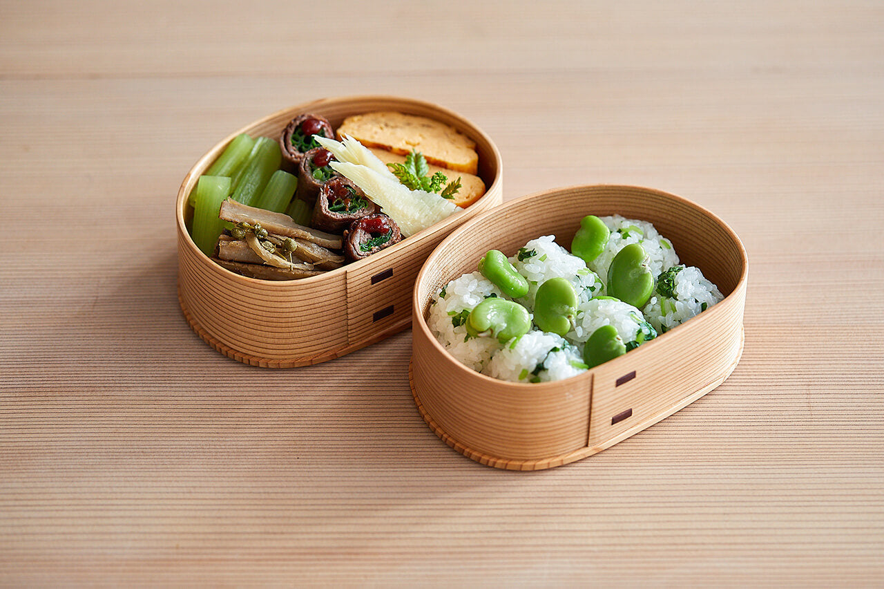 ◆Ryobian - Oval "Magewappa" Lunch Box (2-tier, Gift)