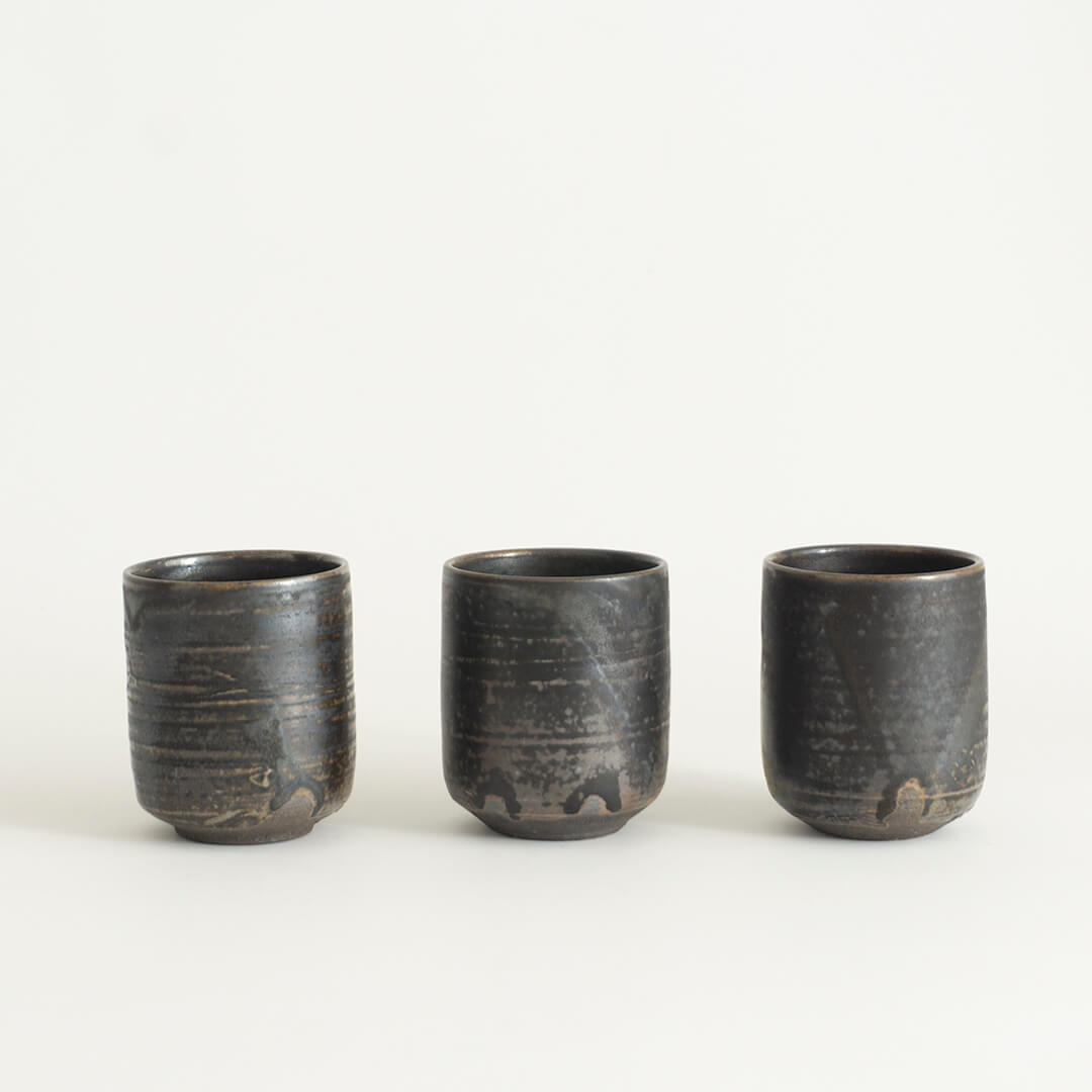 Yukiko Kiln Japanese Tea Cup "Kuro (Black)-Karatsu" Small