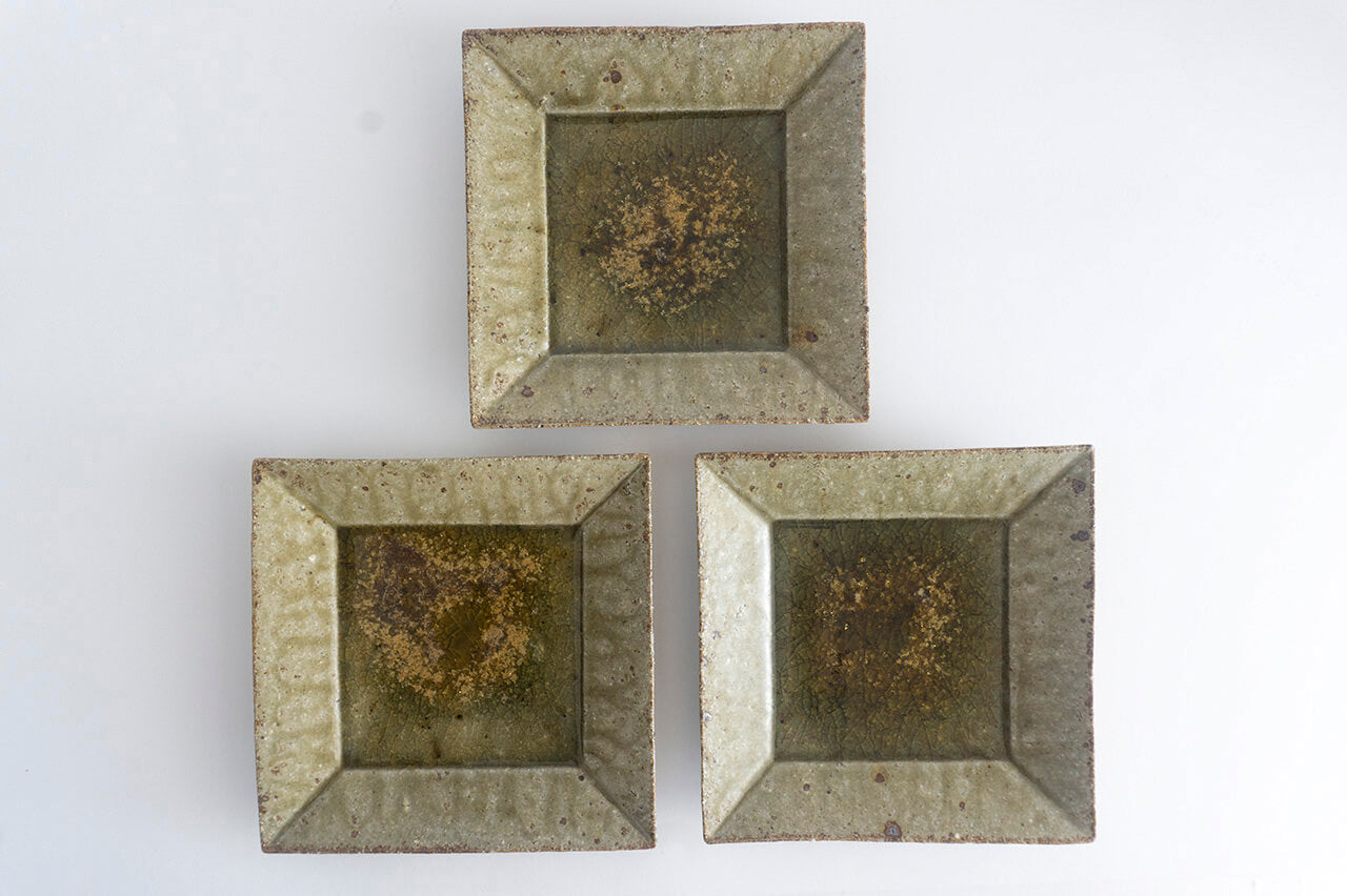 Miyagi Pottery Square Plate L Ash Glaze