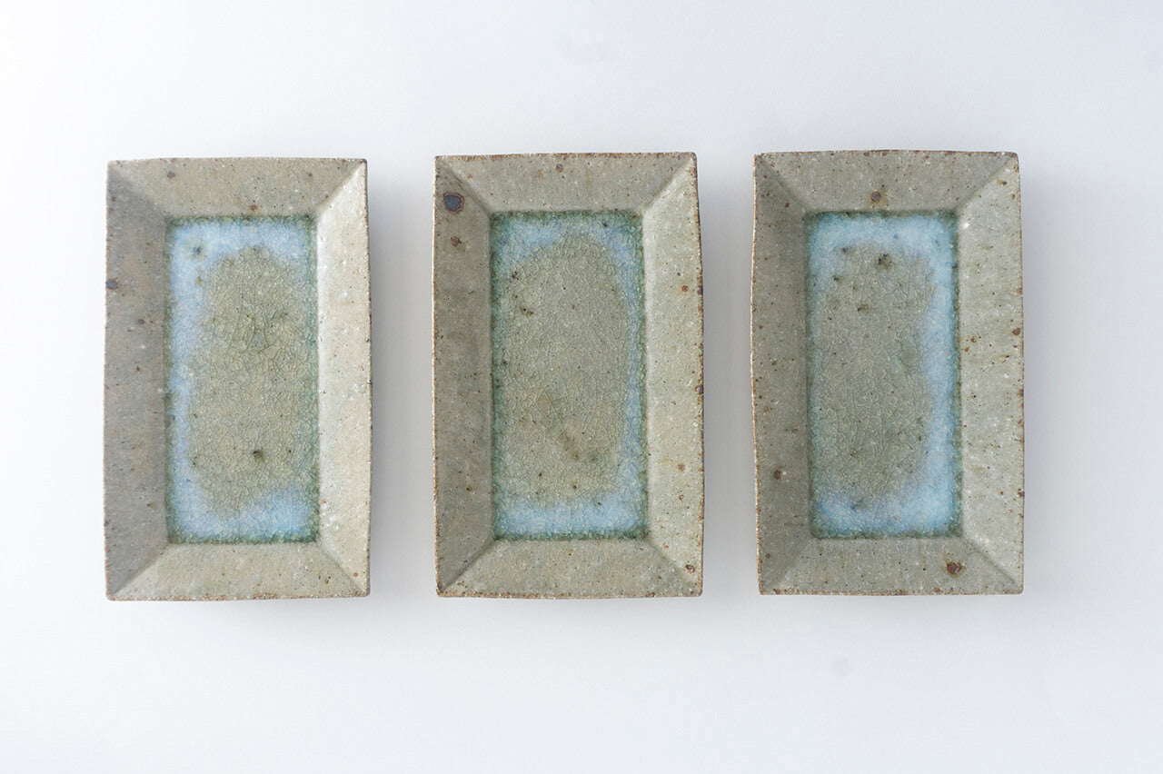 Miyagi Pottery Rectangle Plate Blue Glaze