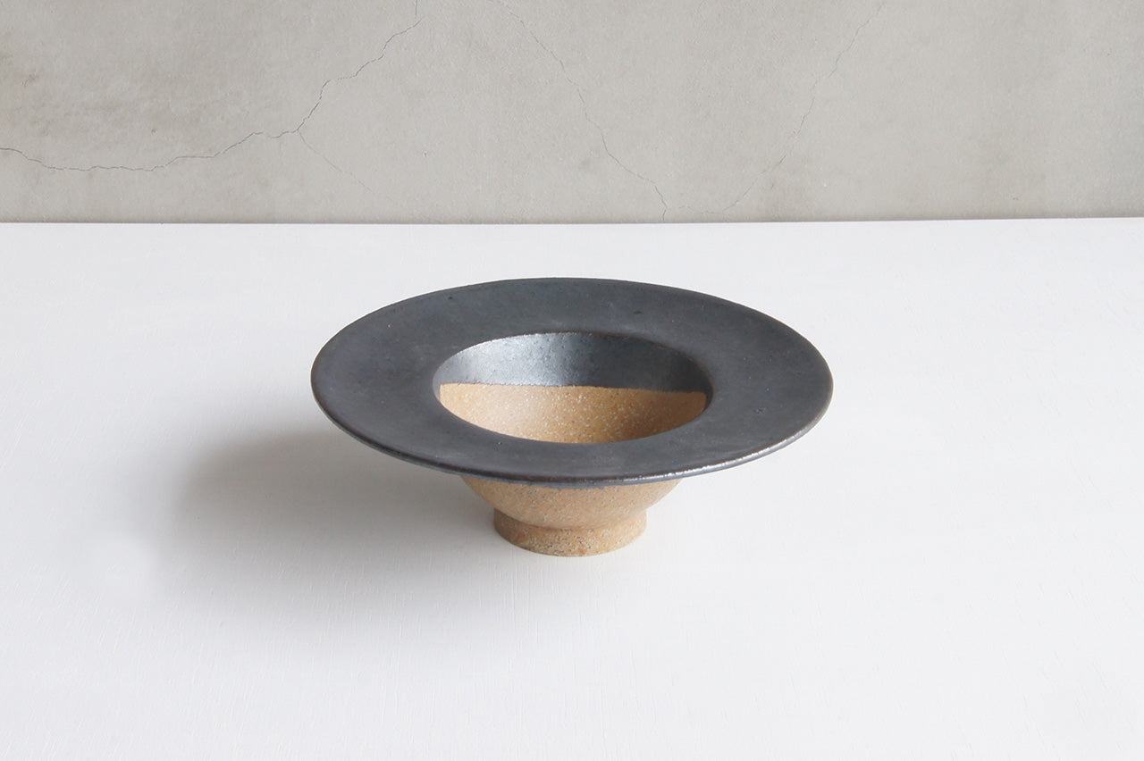 Pottery studio ICHI Mintama Rim Bowl 15cm Black