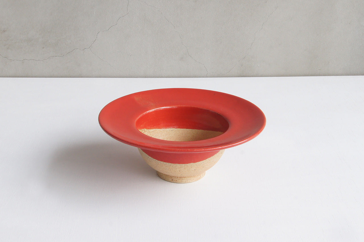 Pottery studio ICHI Mintama Rim Bowl 15cm Red