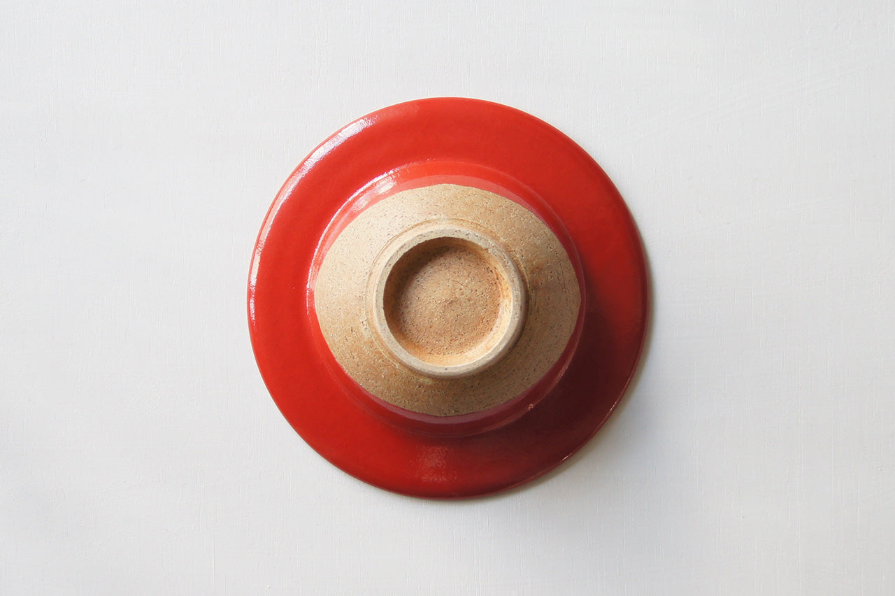 Pottery studio ICHI Mintama Rim Bowl 18cm Red