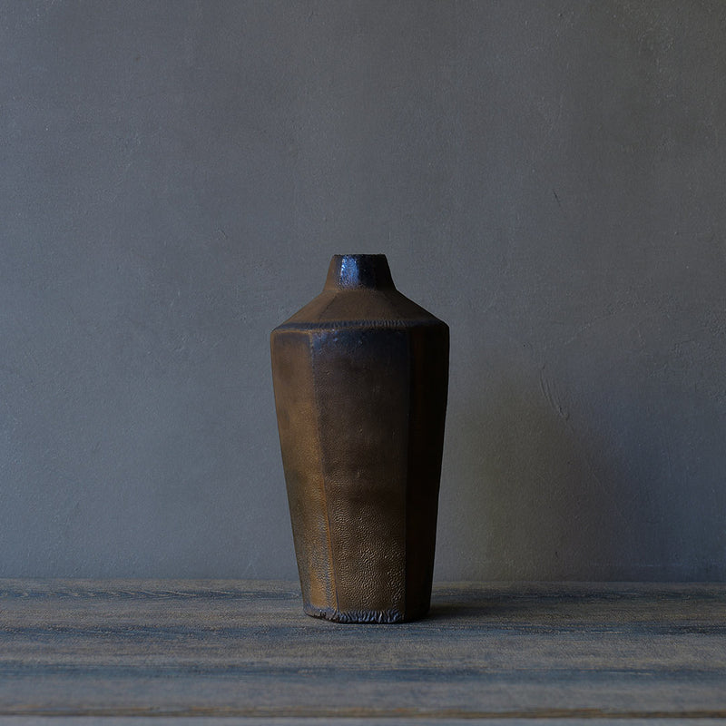 ●24-MS 12 Michikazu Sakai - Manganese Glaze Flower Vase