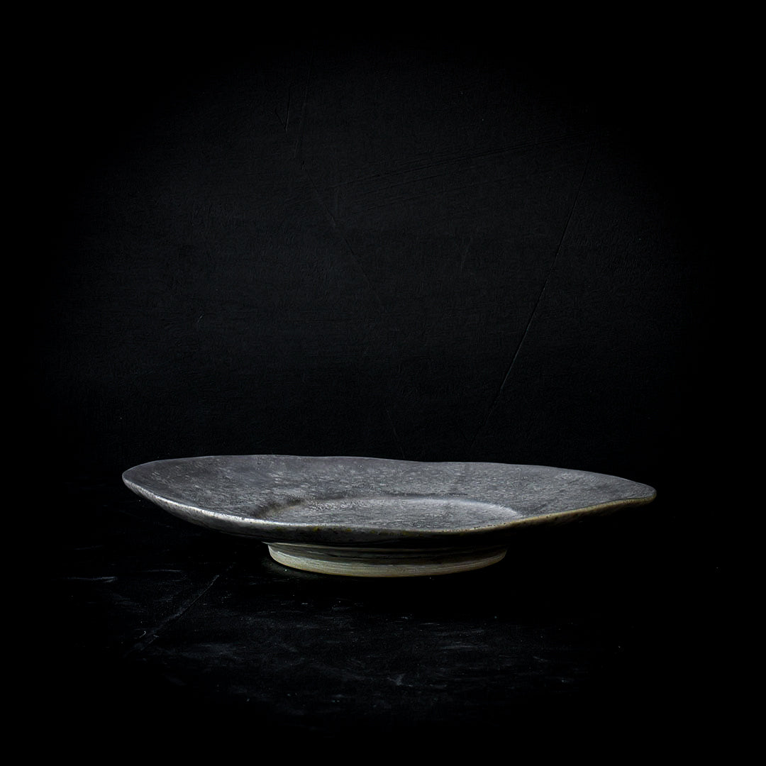 ●25-IY-13銀＆白金リムプレート（約21㎝）