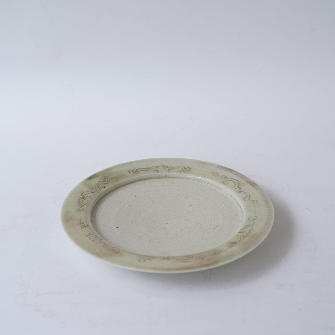 23-19 Shingo Oka Green Glaze 18cm Plate