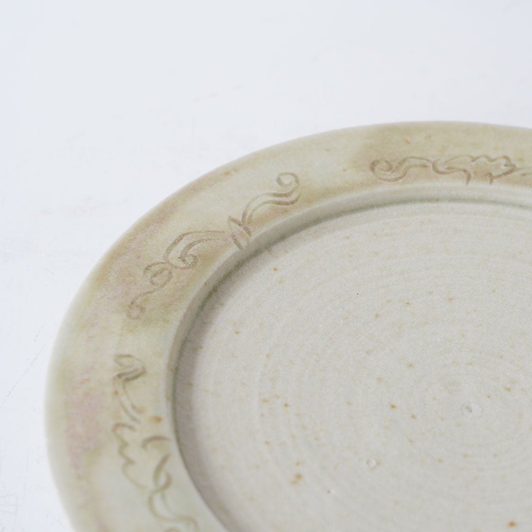 23-19 Shingo Oka Green Glaze 18cm Plate