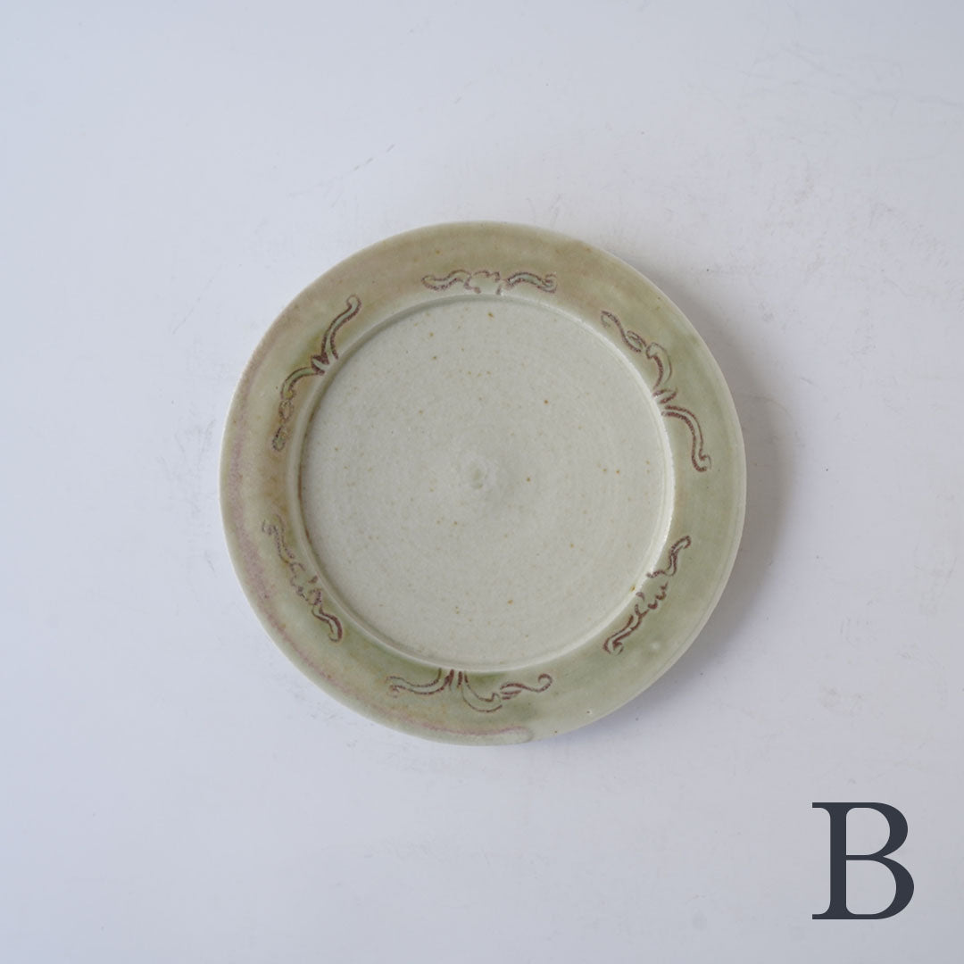 23-19 Shingo Oka Green Glaze 18cm Plate