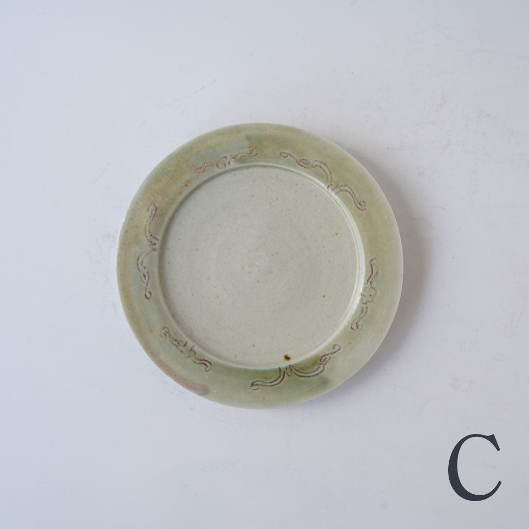 23-19 Shingo Oka Green Glaze 18cm Plate