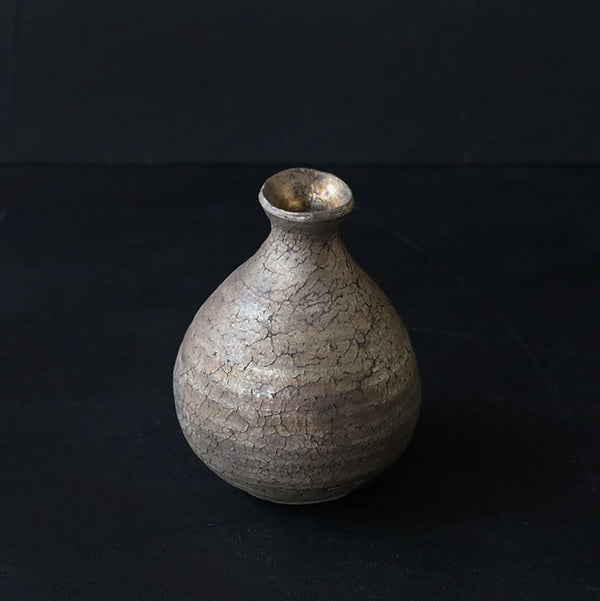 ●24-GN 29 Crackle Finish Sulfurized Silver Tokkuri (Sake bottle) B