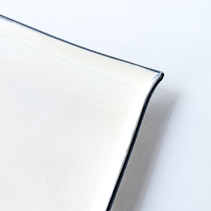 Rectangle Plate 26㎝ x 20㎝ Blue Rim