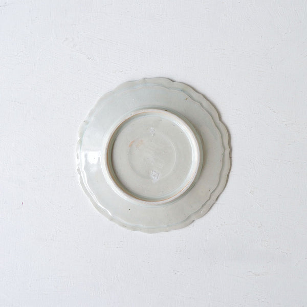 23-A31 Shingo Oka White Glazed Octagonal Carving Pattern Bowl