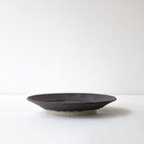 ●24-MM Miyagi Pottery 19cm Rim Plate with Black Glaze