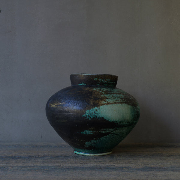 ●24-MS 53 Michikazu Sakai - Oribe Glaze Vase