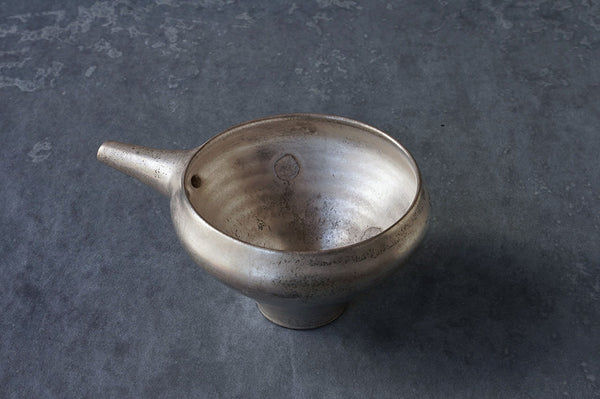 ●23-YI-55 Teapot Spouted Bowl Silver Glaze  A