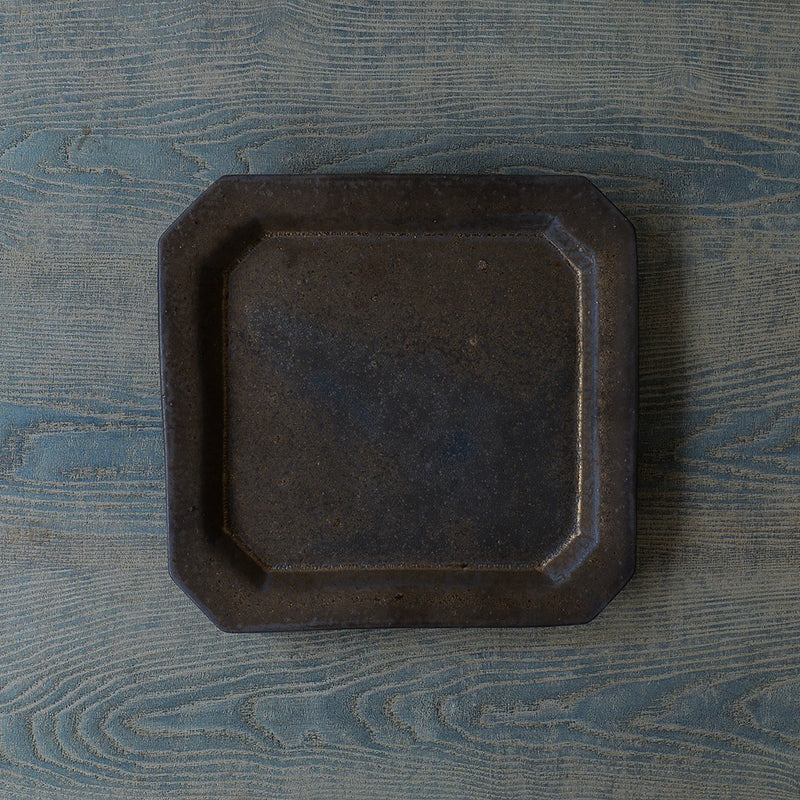 ●24-MS 6 Michikazu Sakai - Manganese Glaze Square Plate