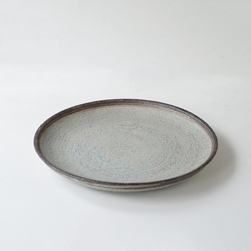 Nobuhiko Tanaka Rough Porcelain Plate (Blue-Gray), Large