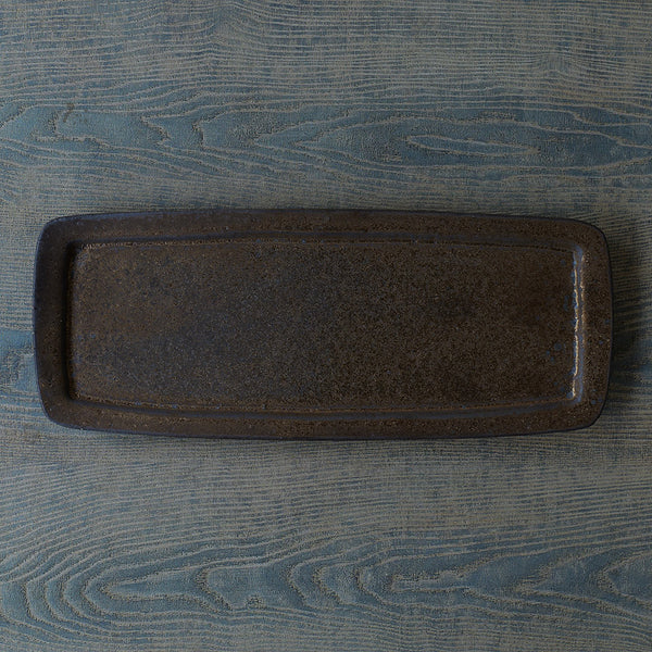 ●24-MS 7 Michikazu Sakai - Manganese Glaze Rectangular Plate