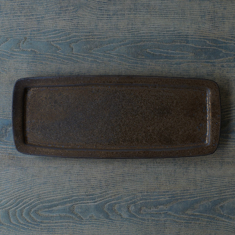 ●24-MS 7 Michikazu Sakai - Manganese Glaze Rectangular Plate