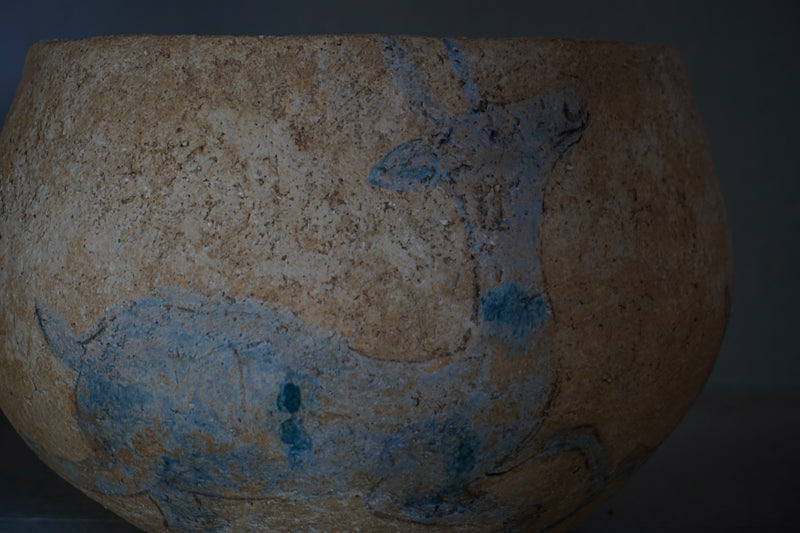 ●25-IM60 Painted Grayware Jar – Deer Motif