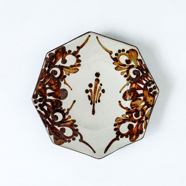 Toubou Makiya Octagonal Plate 18cm Brown