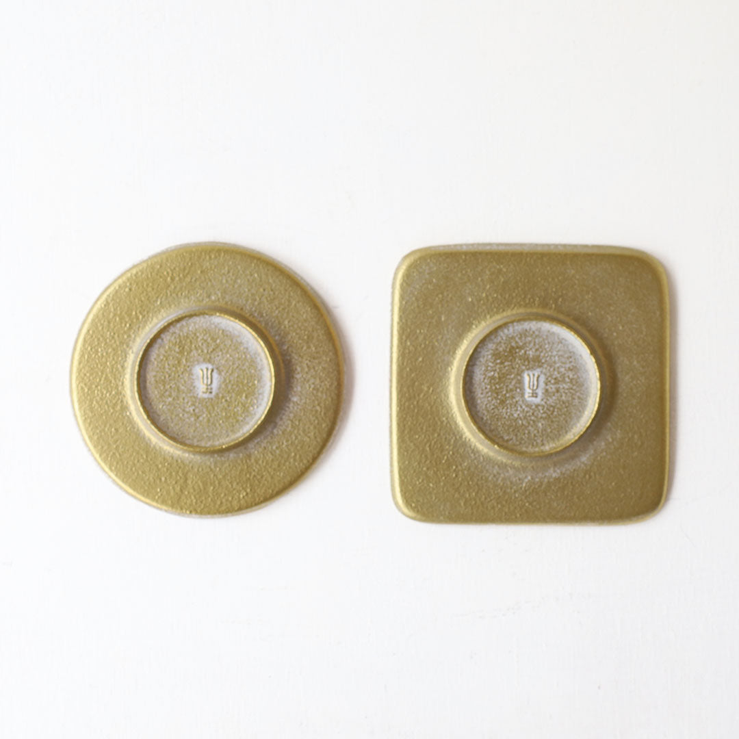 茶托　金 空間鋳造 茶托 Set 2pcs 白金色