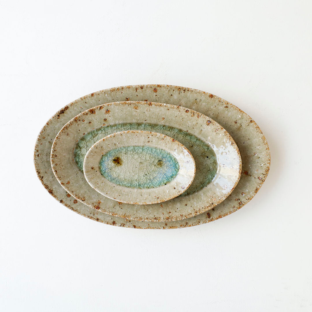 Miyagi Pottery Oval S Blue Glaze