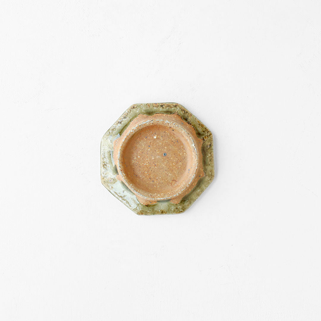 Miyagi Pottery Octangular Plate S Ash Glaze