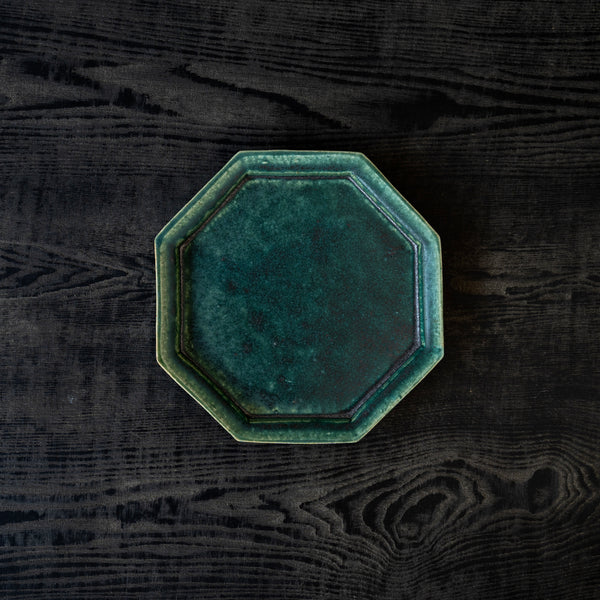 境道一 織部 7寸 8角皿