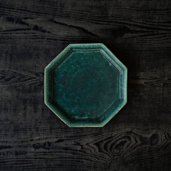 境道一 織部 7寸 8角皿