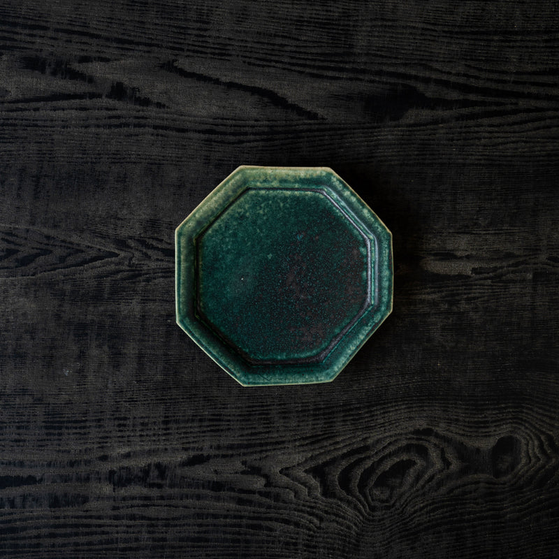 境道一 織部 6寸 8角皿