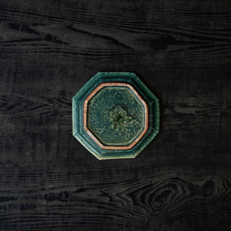 境道一 織部 6寸 8角皿